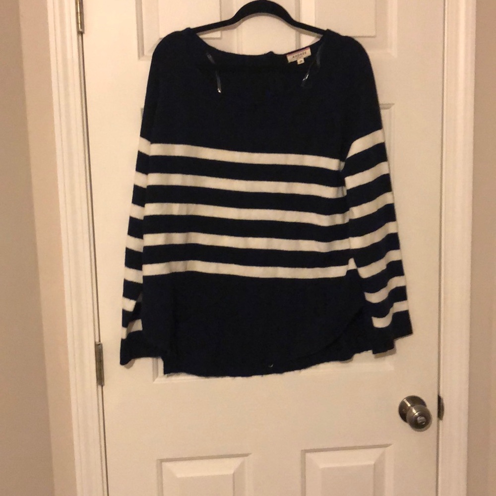 Navy and white sweater